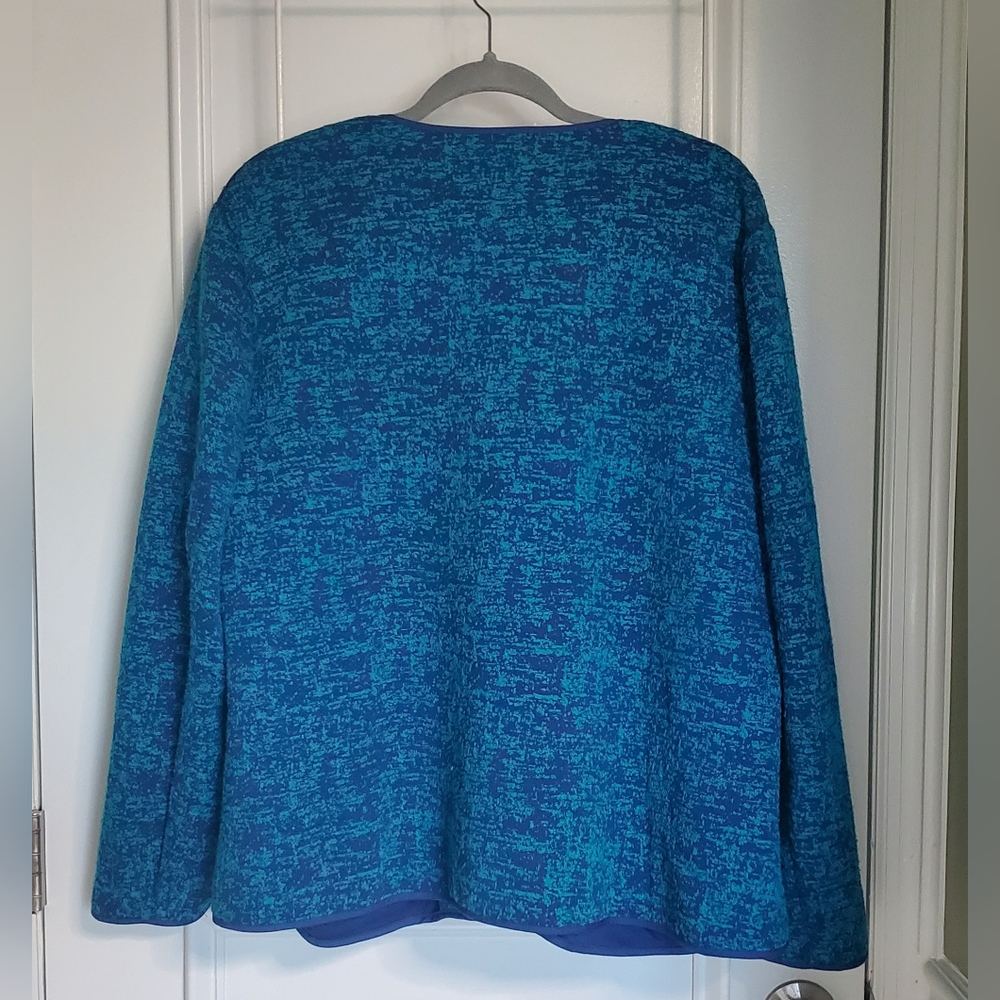 Bedford Fair Navy & Teal Lightweight KNIT Button-up Women's Size 20W - Picture 2 of 12
